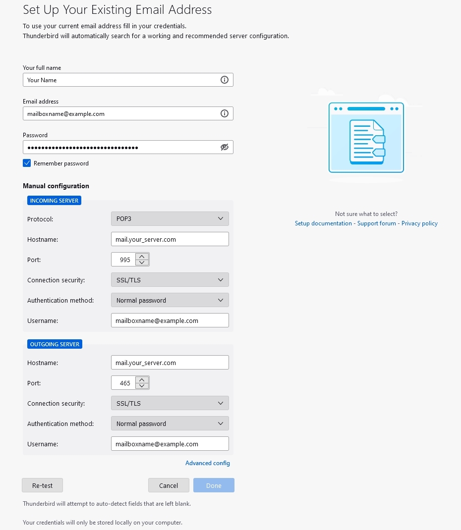 Set Up Your Existing Email Address Options with paper icon